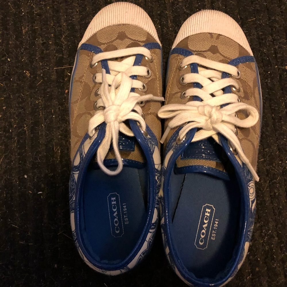 Authentic Coach Sneakers w/ Blue Leather Trim